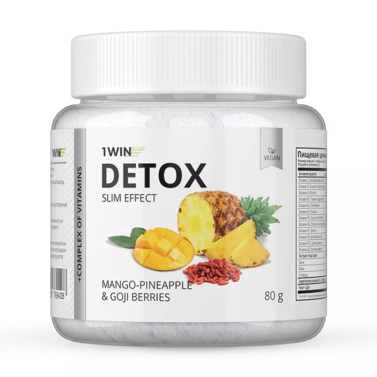 1WIN Детокс + Ягоды Годжи, Манго-ананас, 80 г, 32 порции, Detox Slim Effect