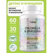 1WIN Мумие Суперфуд, Спирулина + Хлорелла банка капс. 600мг №60