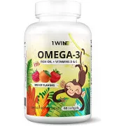 1WIN Омега-3 Кидс+ Витамины Д и Е МИКС: клубника, малина, апельсин капс. №60